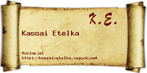 Kassai Etelka névjegykártya